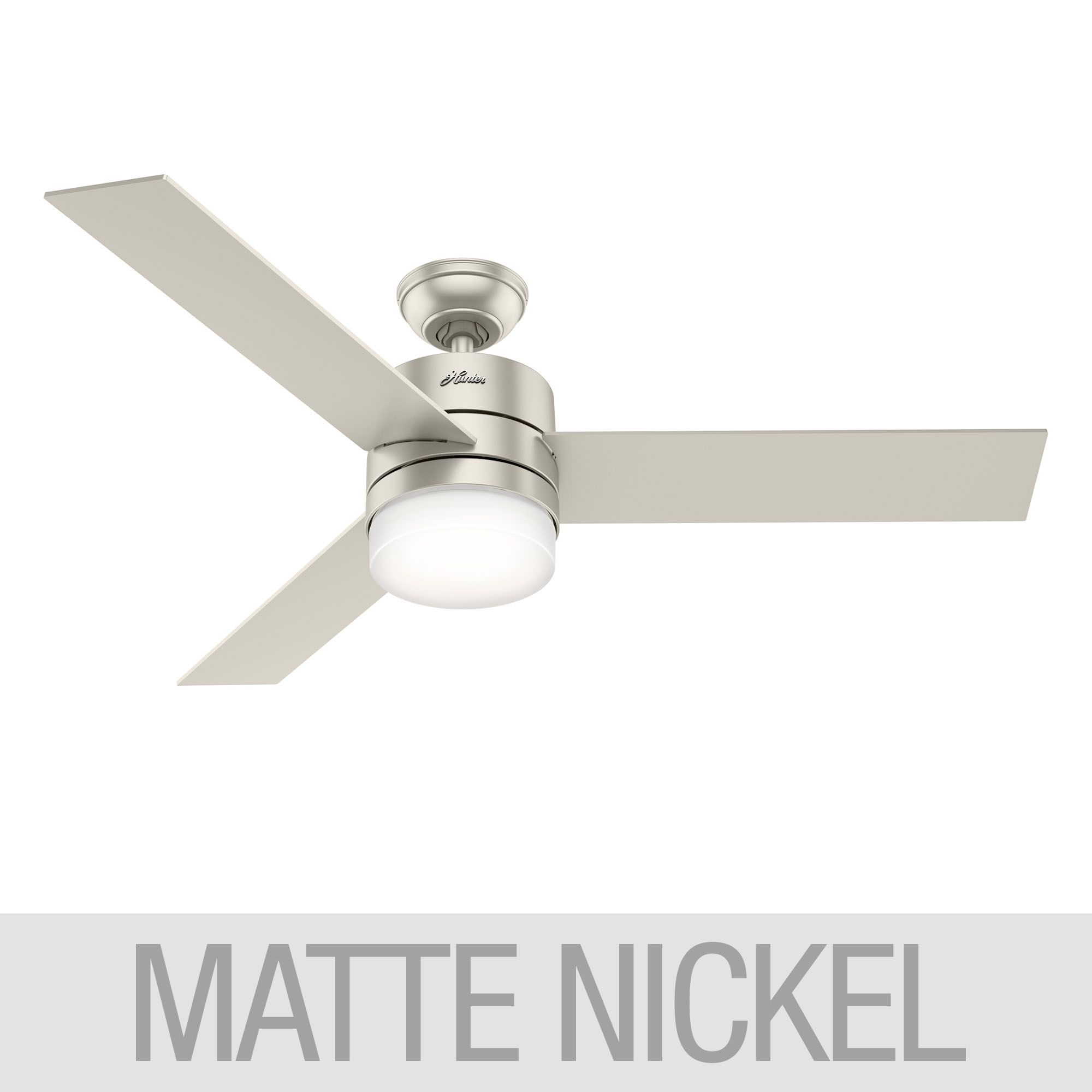 Hunter 54 Eurella Wi Fi Smart Ceiling Fan 3 Reversible Matte Nickel Natural Wood Blades
