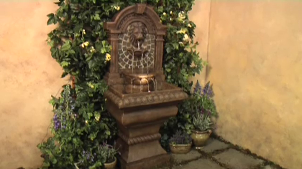 thumbnail video image 2 of Royal Lions Head 51" High Large Italian Outdoor Decor Faux Stone Floor Fountain with Light Outside Garden Patio, 2 of 8