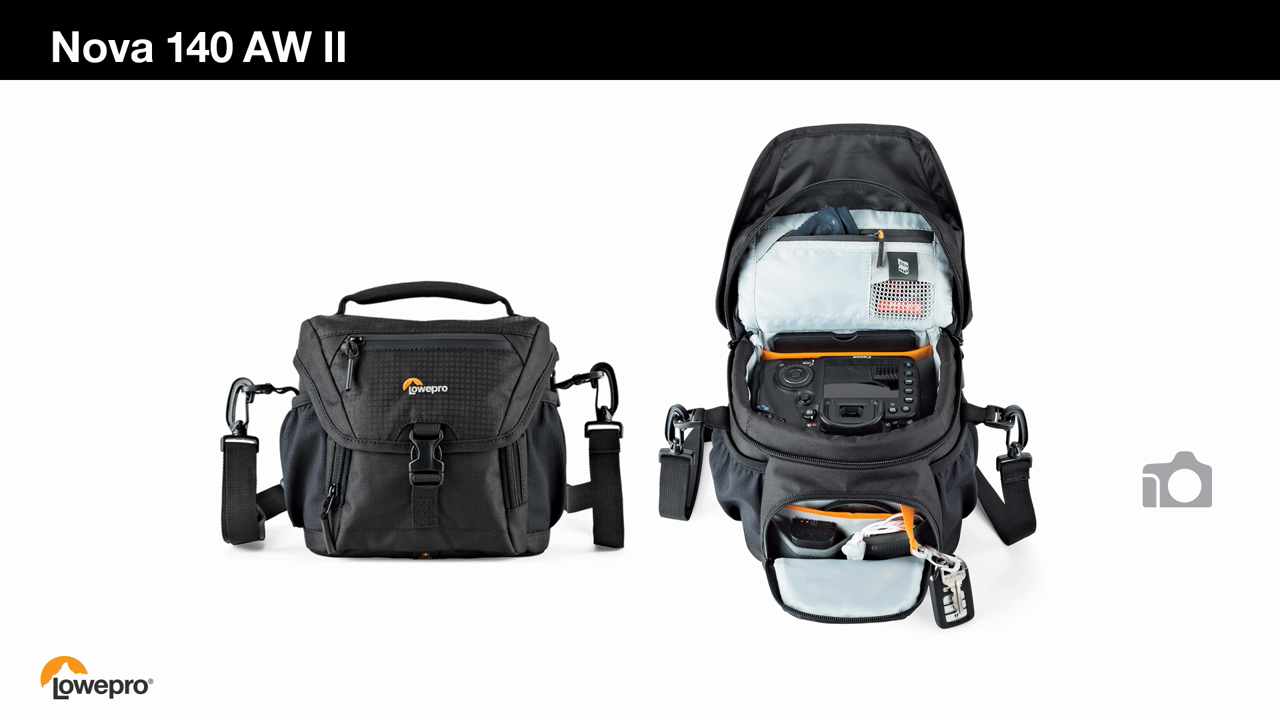 thumbnail video image 2 of Lowepro Nova 140 AW II Shoulder Bag, Black, 2 of 11