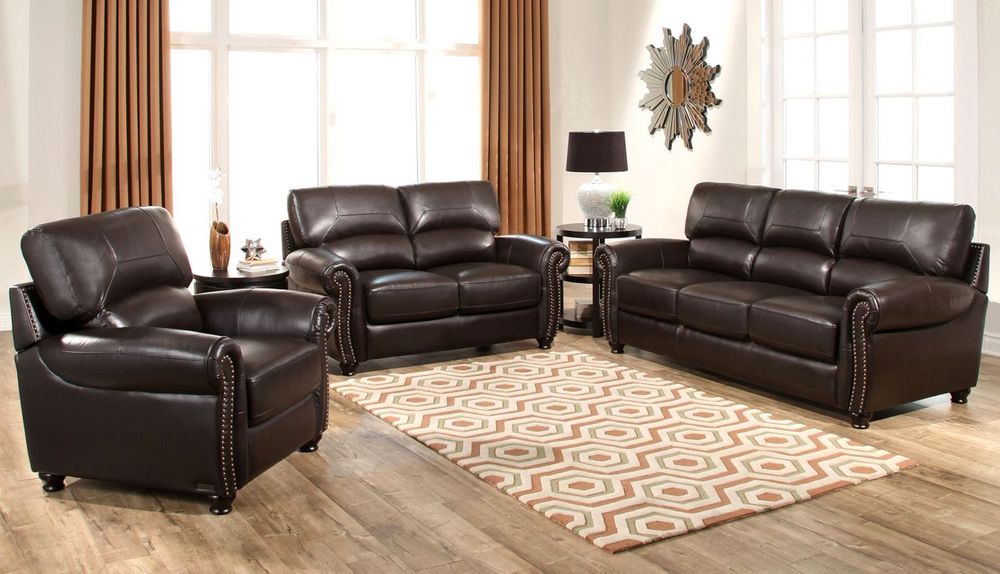 Tuscany 3 Piece Top Grain Leather Living Room Set