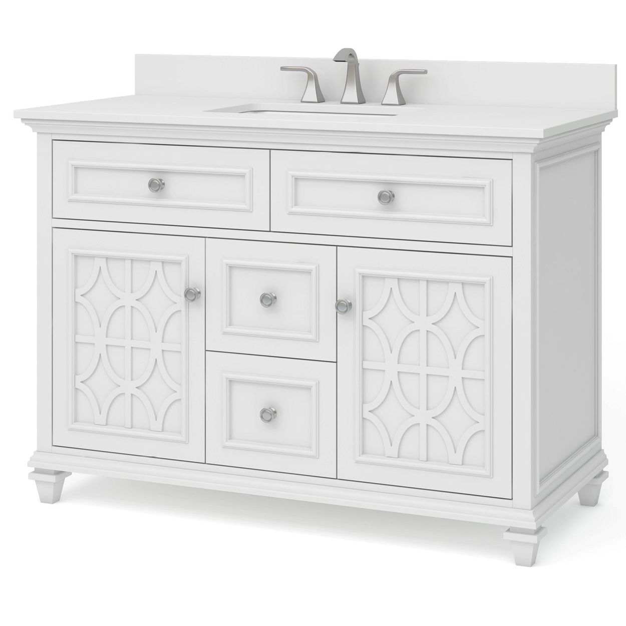 Chelney 48 In White Single Sink Bathroom Vanity With Carrera Engineered Stone Top