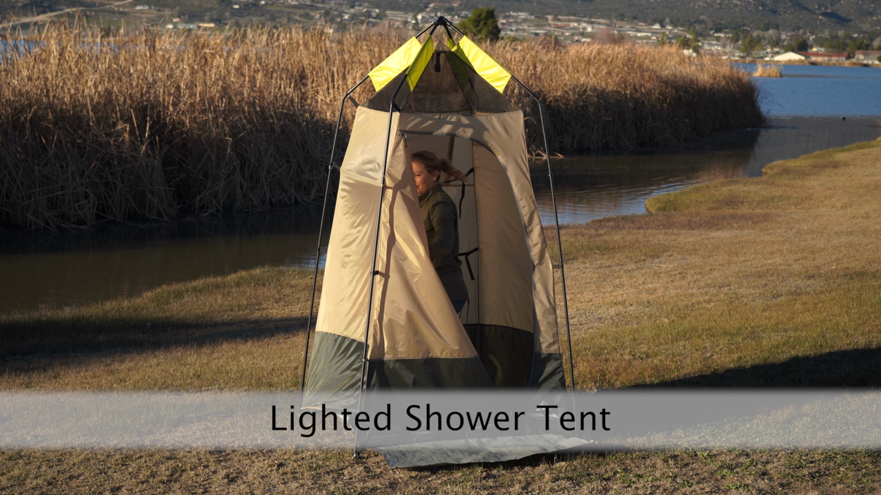 thumbnail video image 2 of Ozark Trail Hazel Creek Lighted Privacy Tent One Room, Green, 2 of 10
