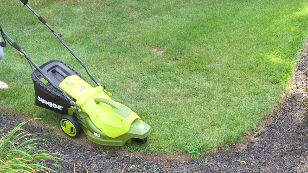 thumbnail video image 2 of Sun Joe 16-inch Electric Lawn Mower, 3-Wheels, 12-Amp, 360 Degrees Turn Radius, 2 of 5