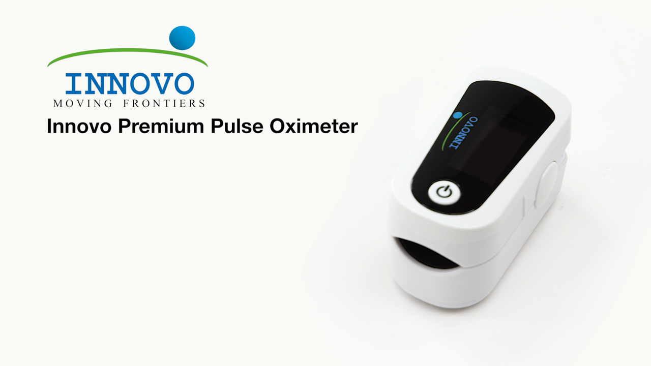 thumbnail video image 2 of Innovo iP900BP-B Bluetooth Fingertip Pulse Oximeter, Blood Oxygen Monitor with Free App, Plethysmograph, and Perfusion Index (Snowy White), 2 of 7