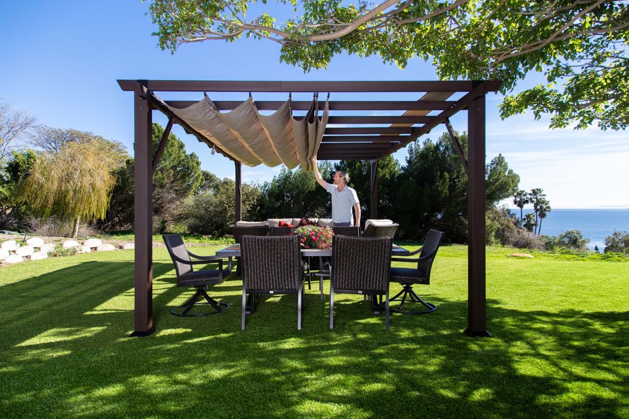 Modena Aluminum Pergola, Manually Operated Convertible Top, 12 x 20 eBay