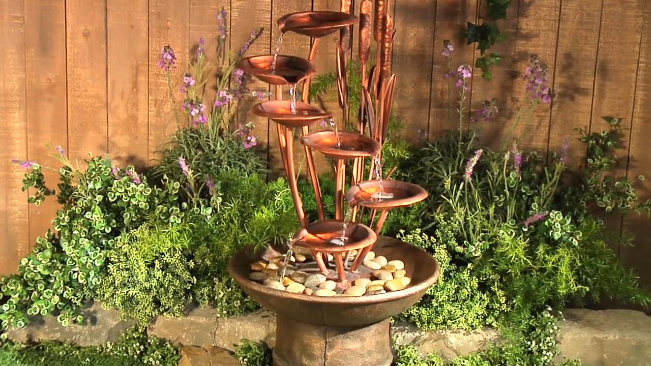 thumbnail video image 2 of Ashton Water Lilies and Cat Tails 33" High Large Asian Indoor Outdoor Decor Resin Floor Fountain Outside, 2 of 9