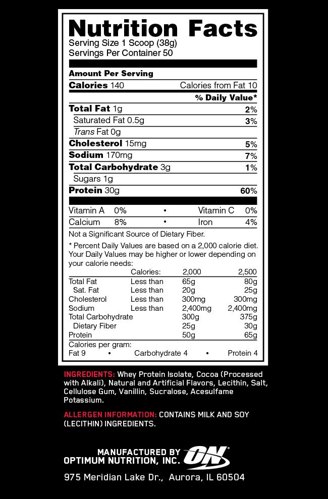 Whey Protein Isolate Nutrition Label - Label Ideas