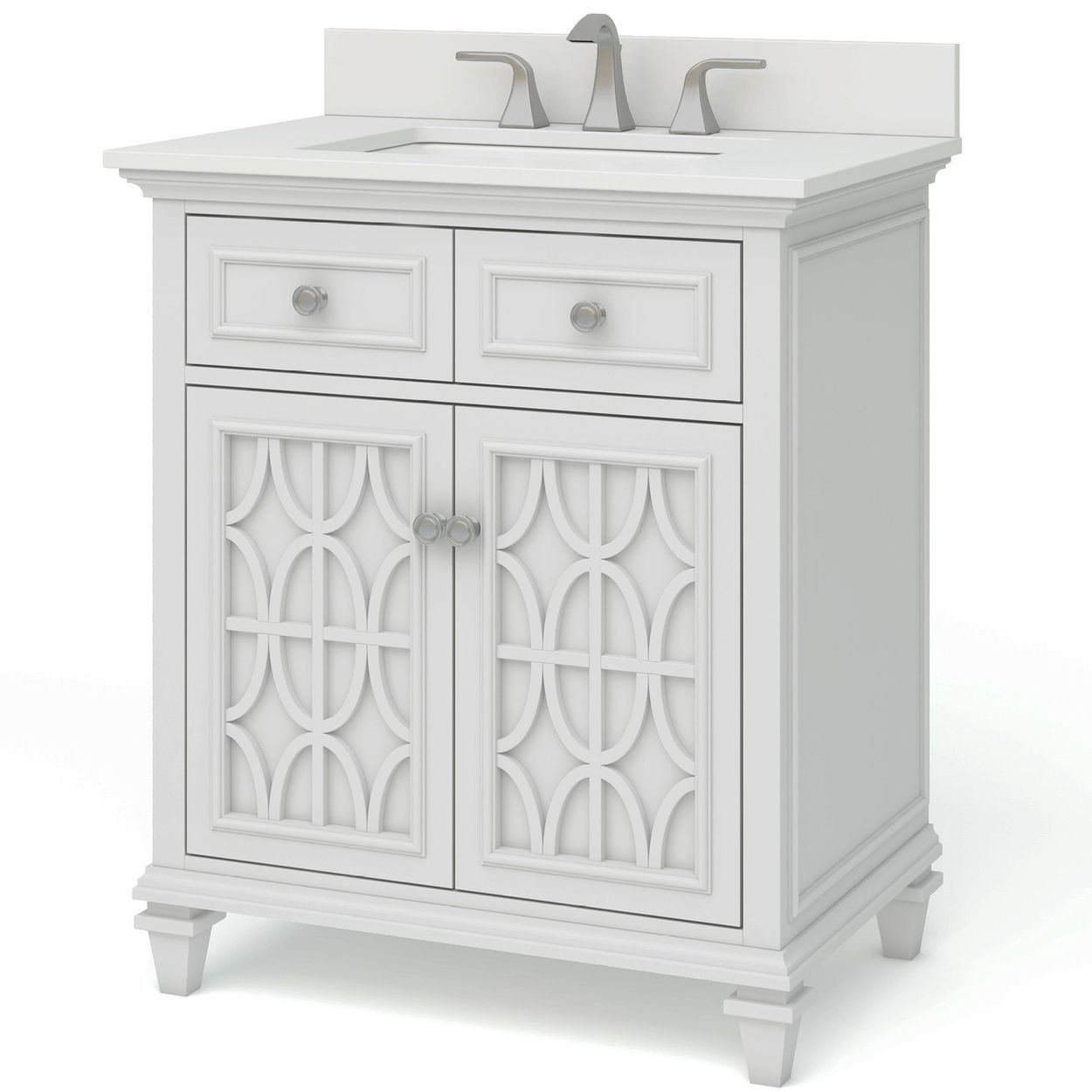 Chelney 30 In White Single Sink Bathroom Vanity With Carrera Engineered Stone Top