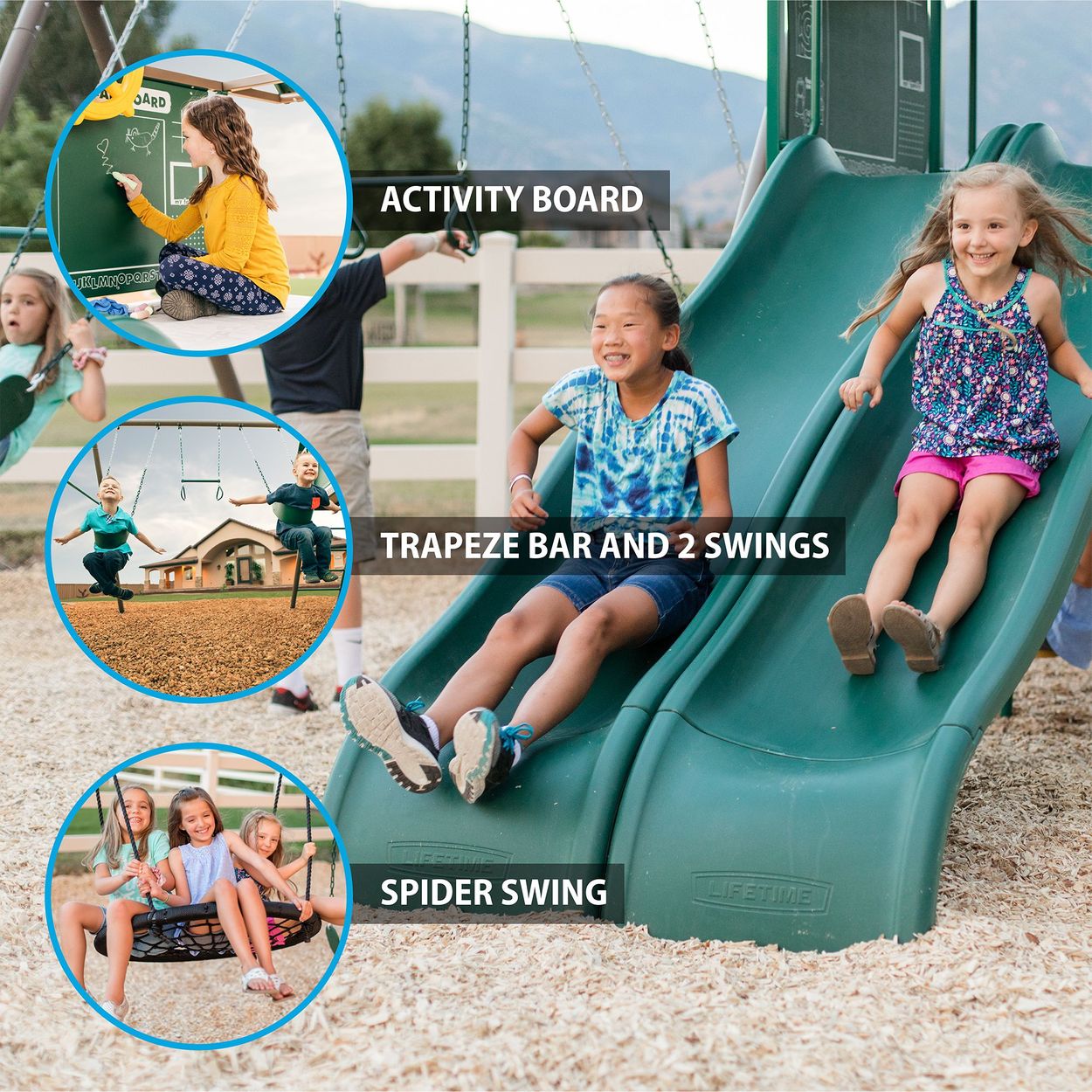 Lifetime Lookout Double Slide Swing Set