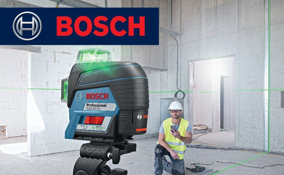 Bosch 330 Ft Green Beam Cross Line 360 Laser Level With Plumb