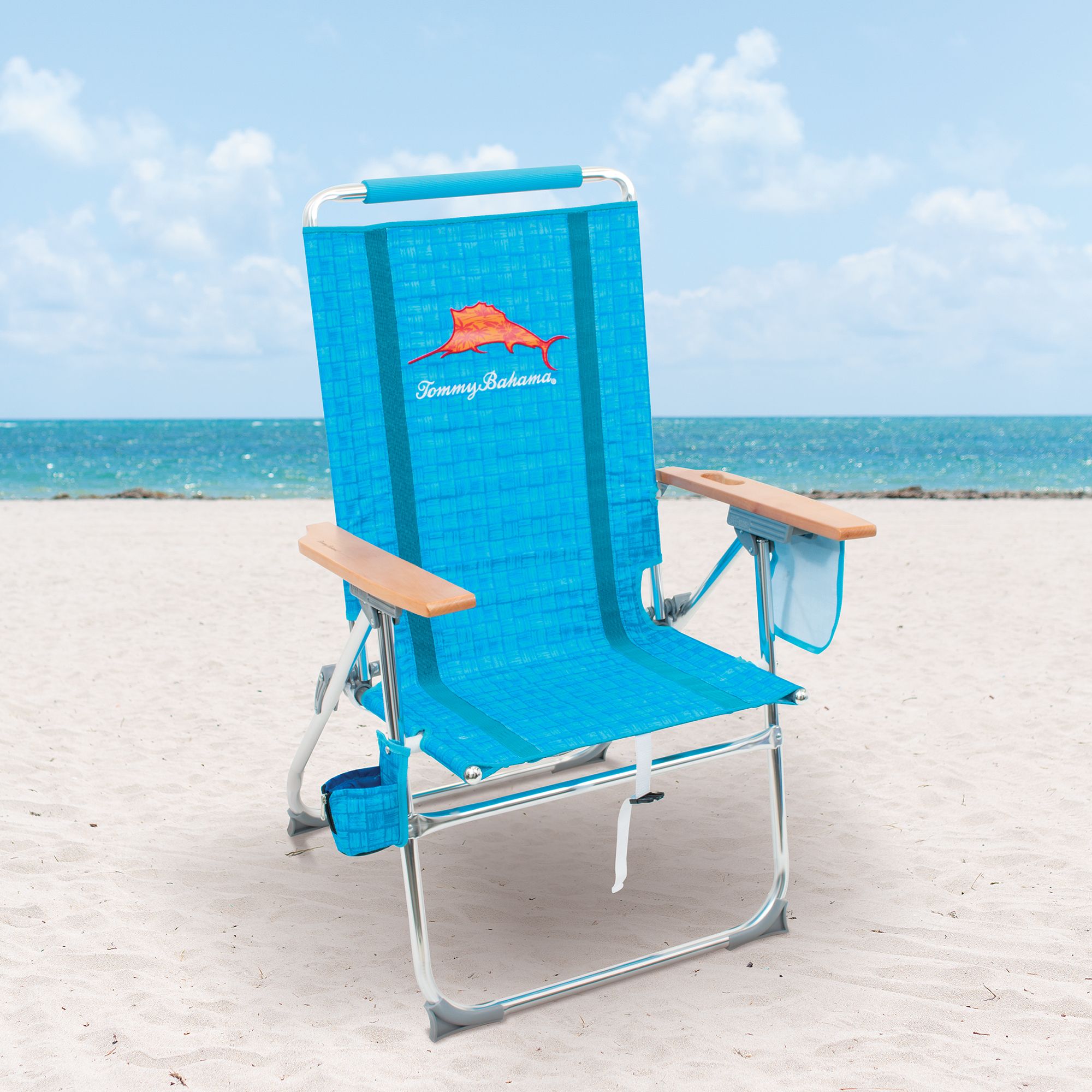 Details About Tommy Bahama Hi Boy Suspension Beach Chair Adjusts To 4 Positions Blue