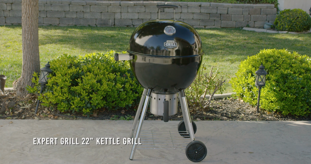 thumbnail video image 2 of Expert Grill 22” Superior Kettle Charcoal Grill, Black, 2 of 19