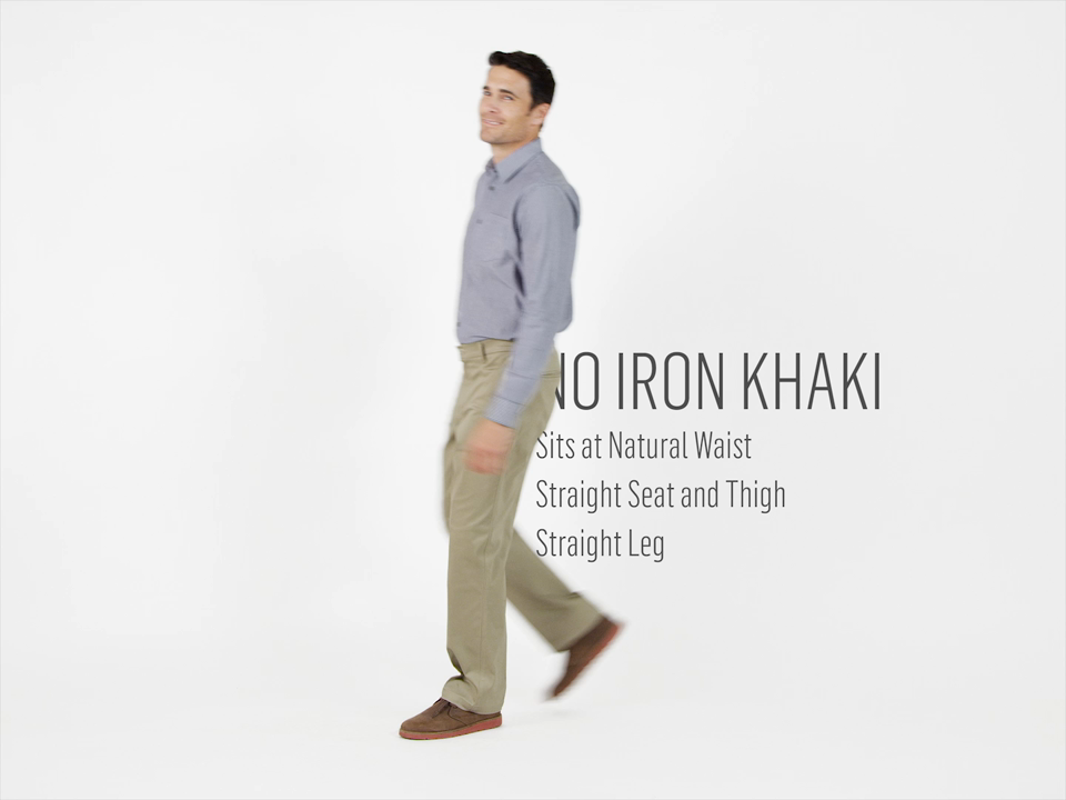 thumbnail video image 2 of Wrangler Men's No Iron Flex Straight Fit Pant, 2 of 5