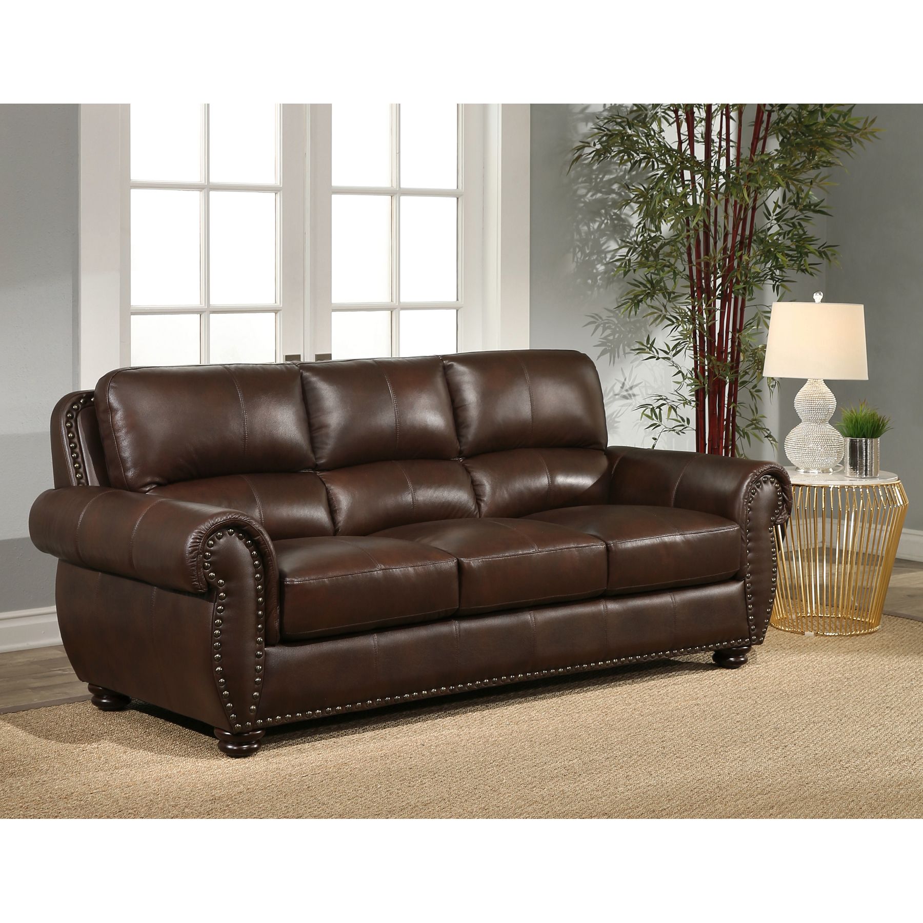 Austin 4 Piece Top Grain Leather Living Room Set