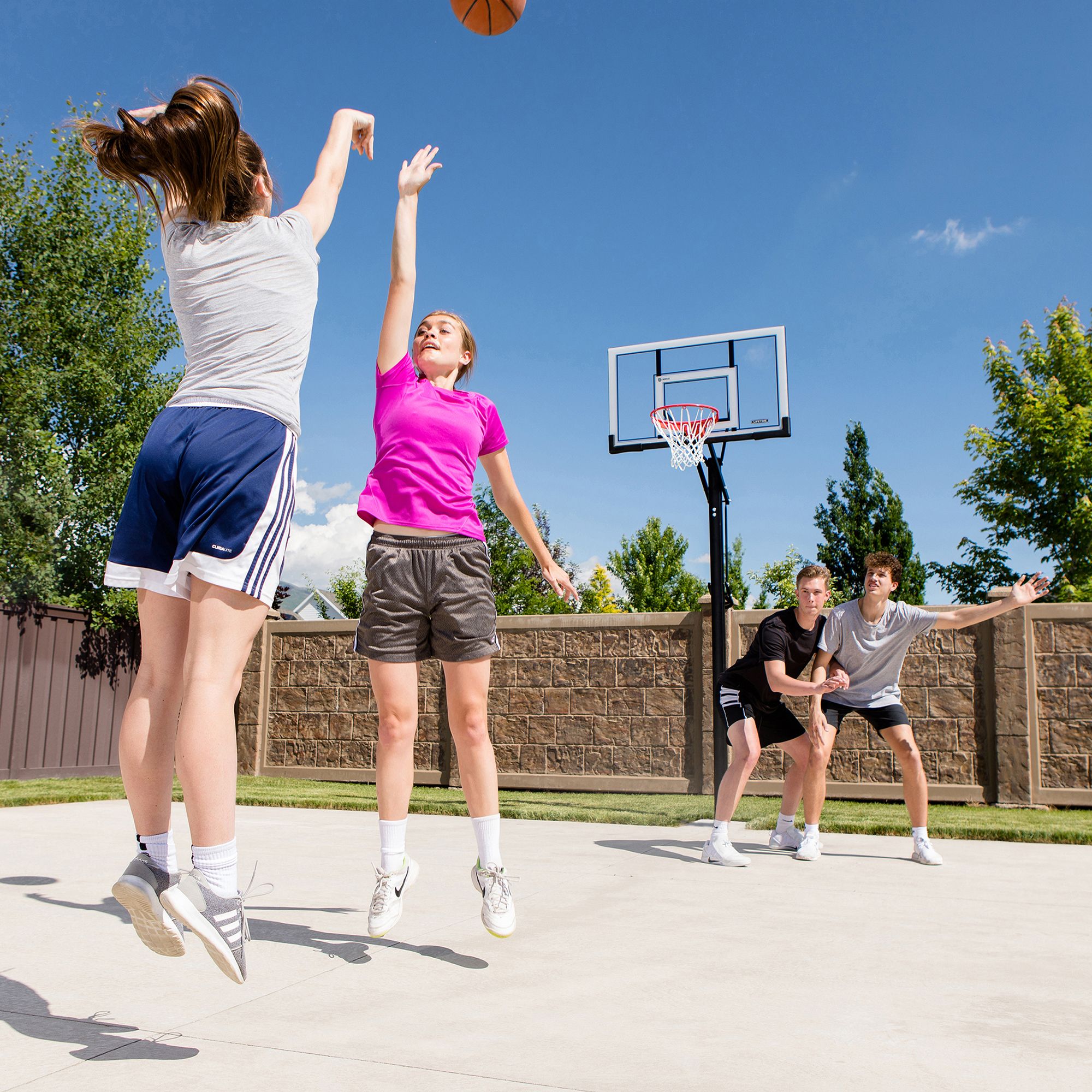 Lifetime 54 In Ground Basketball System Lifetime Adjustable In Ground Basketball Hoop 54 Inch Acrylic