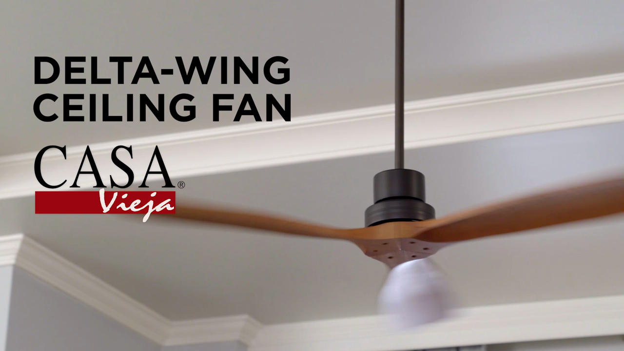 thumbnail video image 2 of 52" Casa Vieja Delta-Wing DC Rustic Farmhouse Indoor Outdoor Ceiling Fan with Remote Control Oil Rubbed Bronze Walnut Wood Damp Rated for Patio, 2 of 9