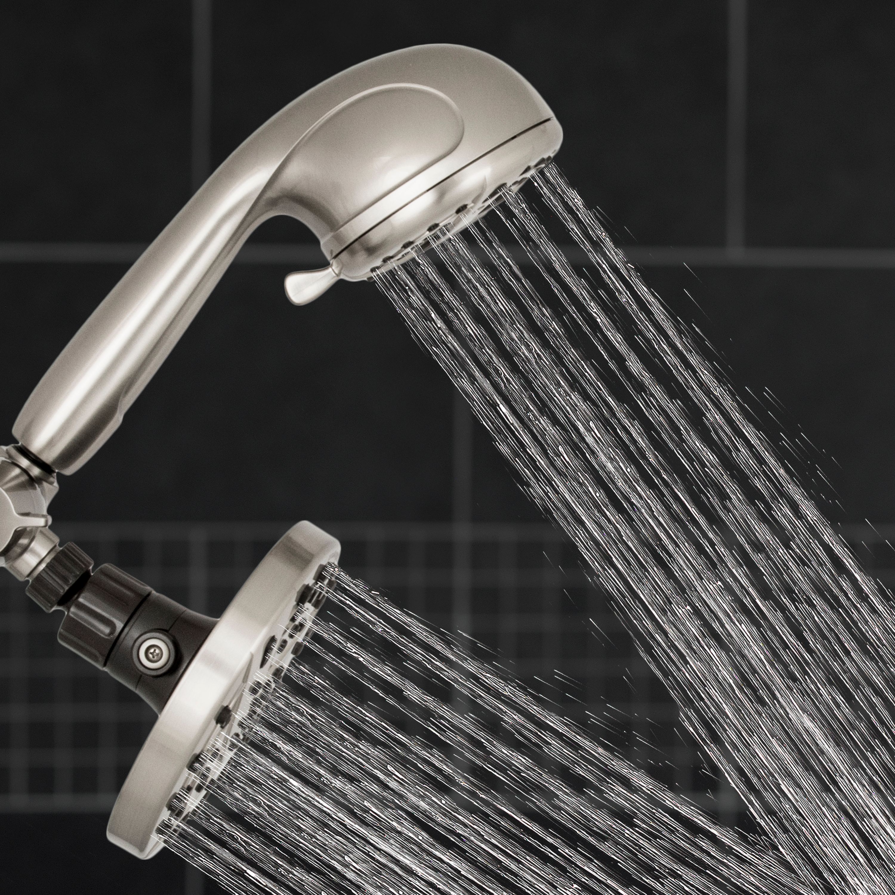 Waterpik PowerSpray+ 2in1 Dual Shower System, Shower Head, Brushed