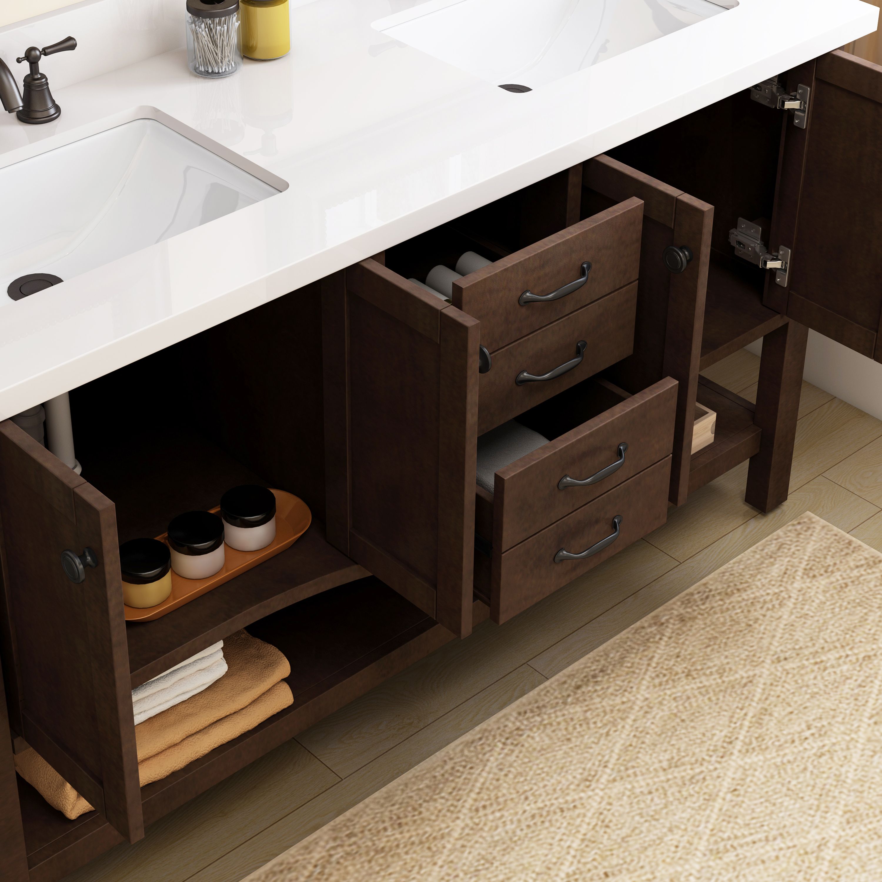 Allen Roth Kingscote 60 In Espresso Double Sink Bathroom Vanity Plenty Of Storage Available