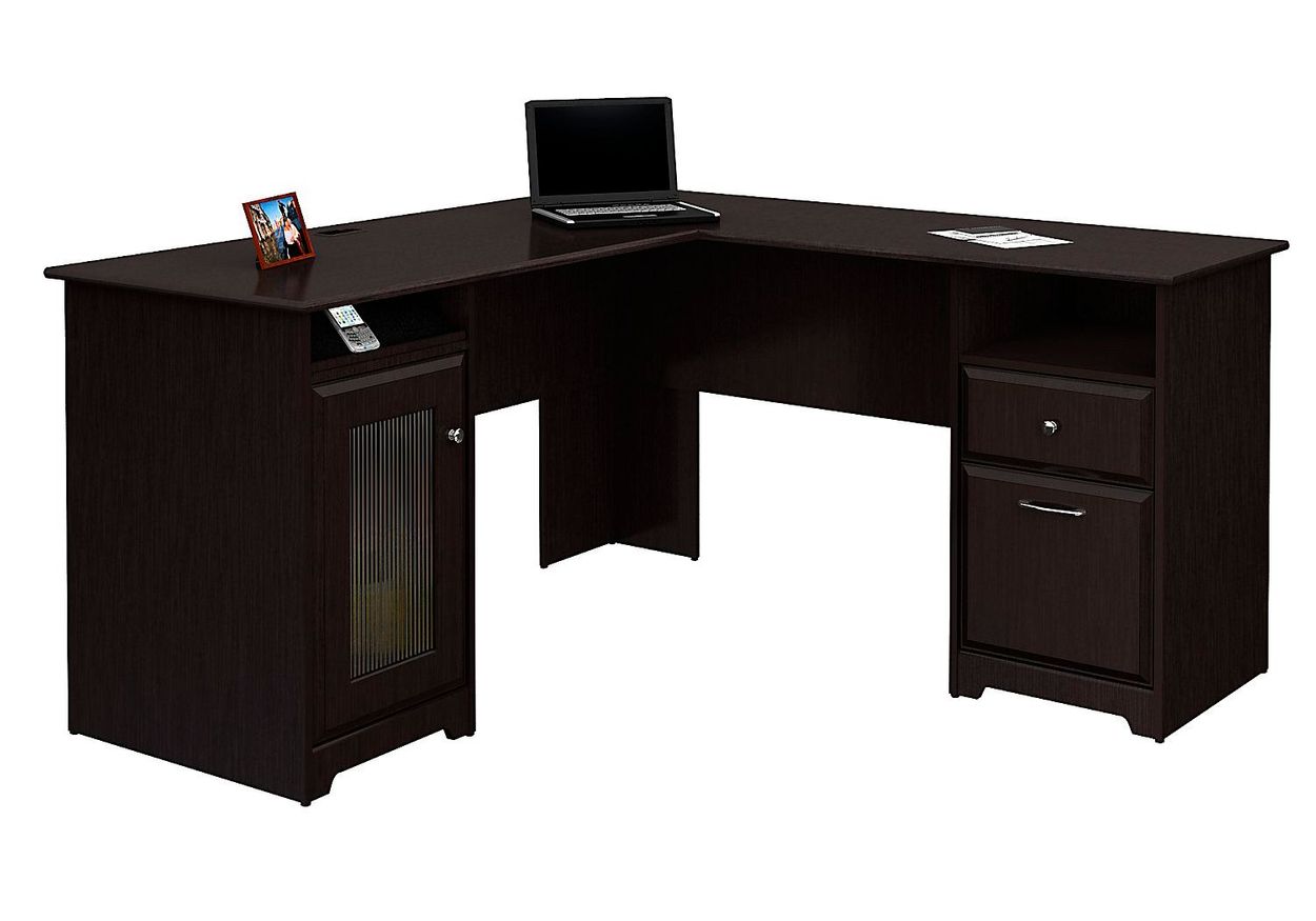 Bush Furniture Cabot L Shaped Desk Espresso Oak Standard Delivery