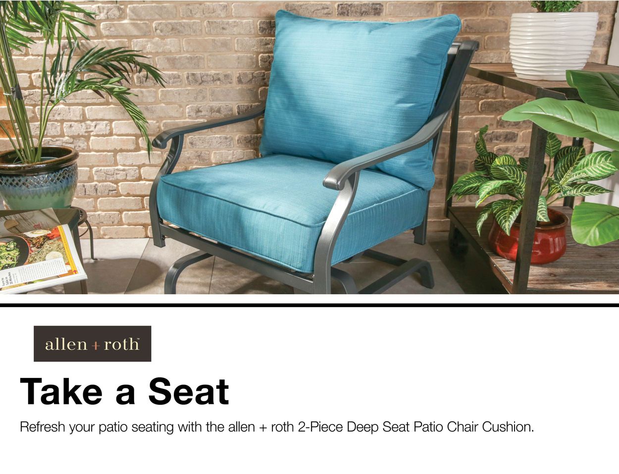 Allen Roth Sunbrella 2 Piece Deep Sea Deep Seat Patio Chair