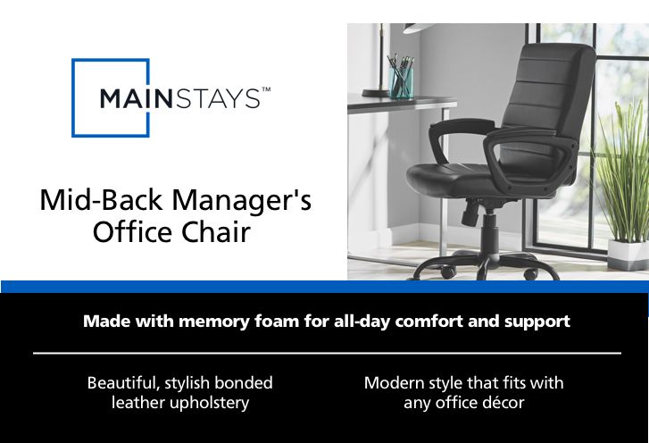 Mainstays Bonded Leather Mid Back Manager S Office Chair Adjustable