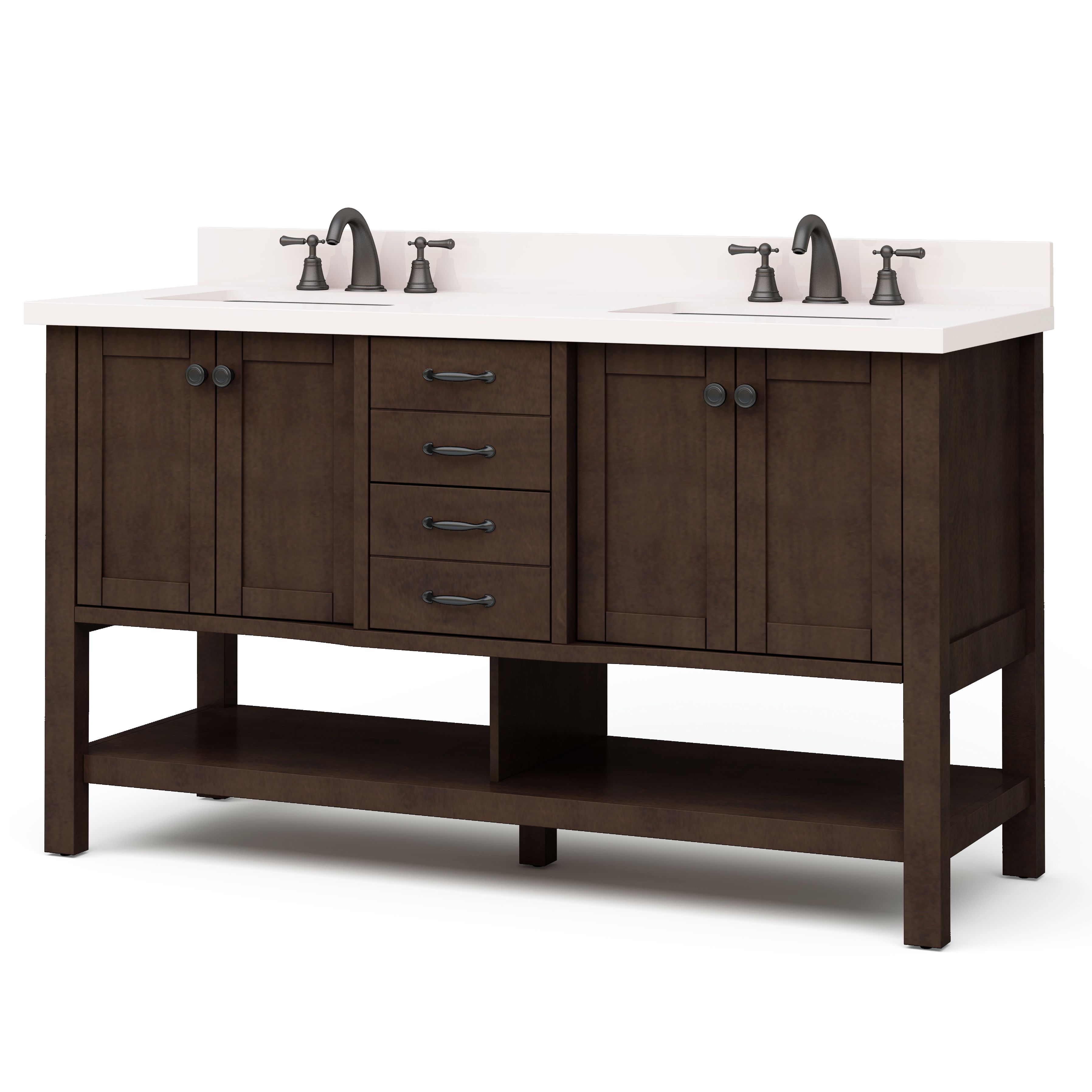 Allen Roth Kingscote 60 In Espresso Double Sink Bathroom