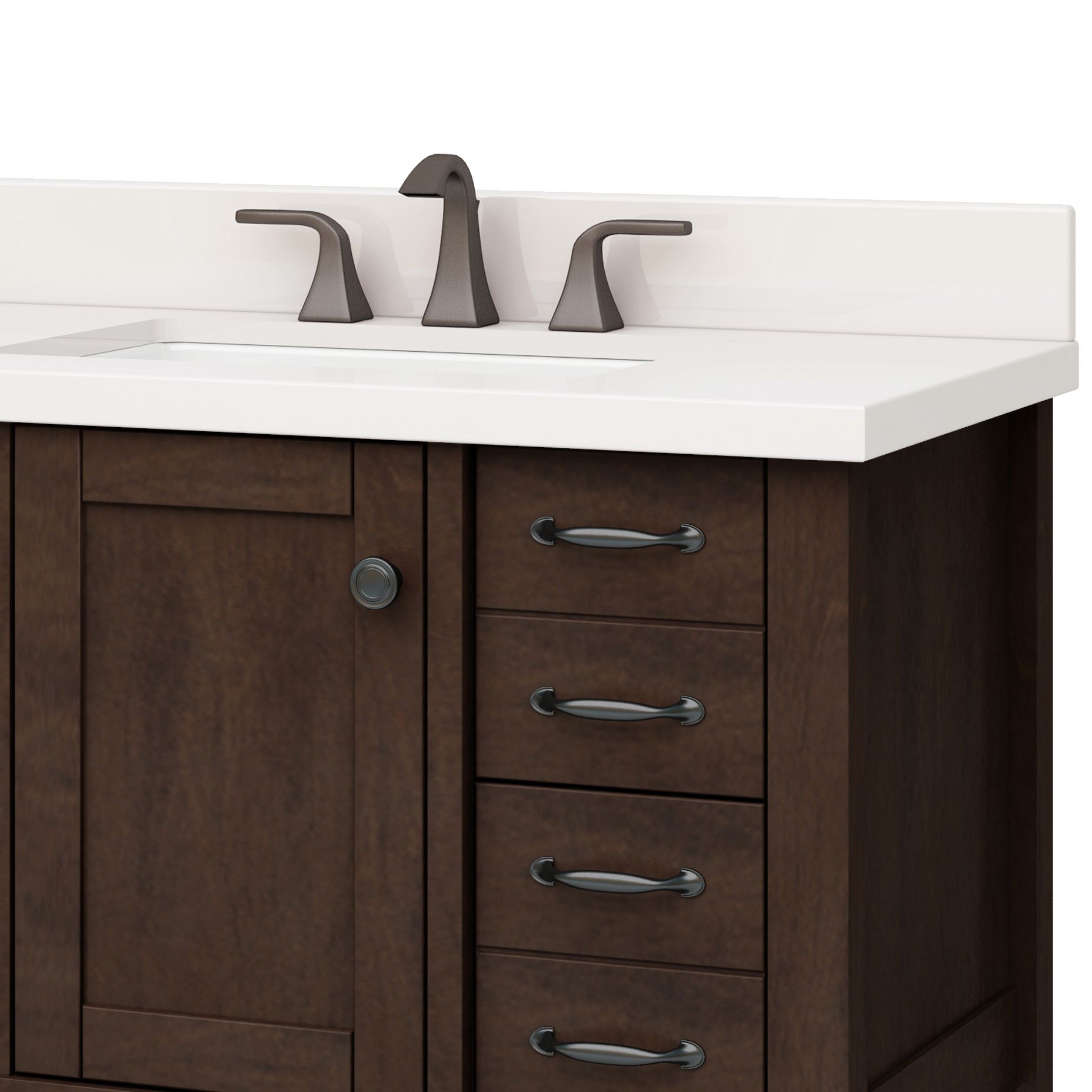 Allen Roth Kingscote 36 In Espresso Single Sink Bathroom Vanity Durable White Engineered Stone Top And Matching Backsplash
