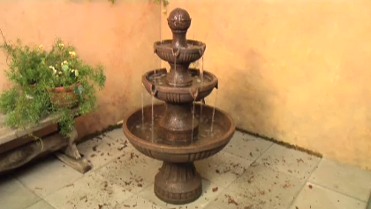 thumbnail video image 2 of Ravenna 43" High Large Italian Indoor Outdoor Decor Faux Stone Floor Fountain Waterfall Outside Garden Patio, 2 of 10