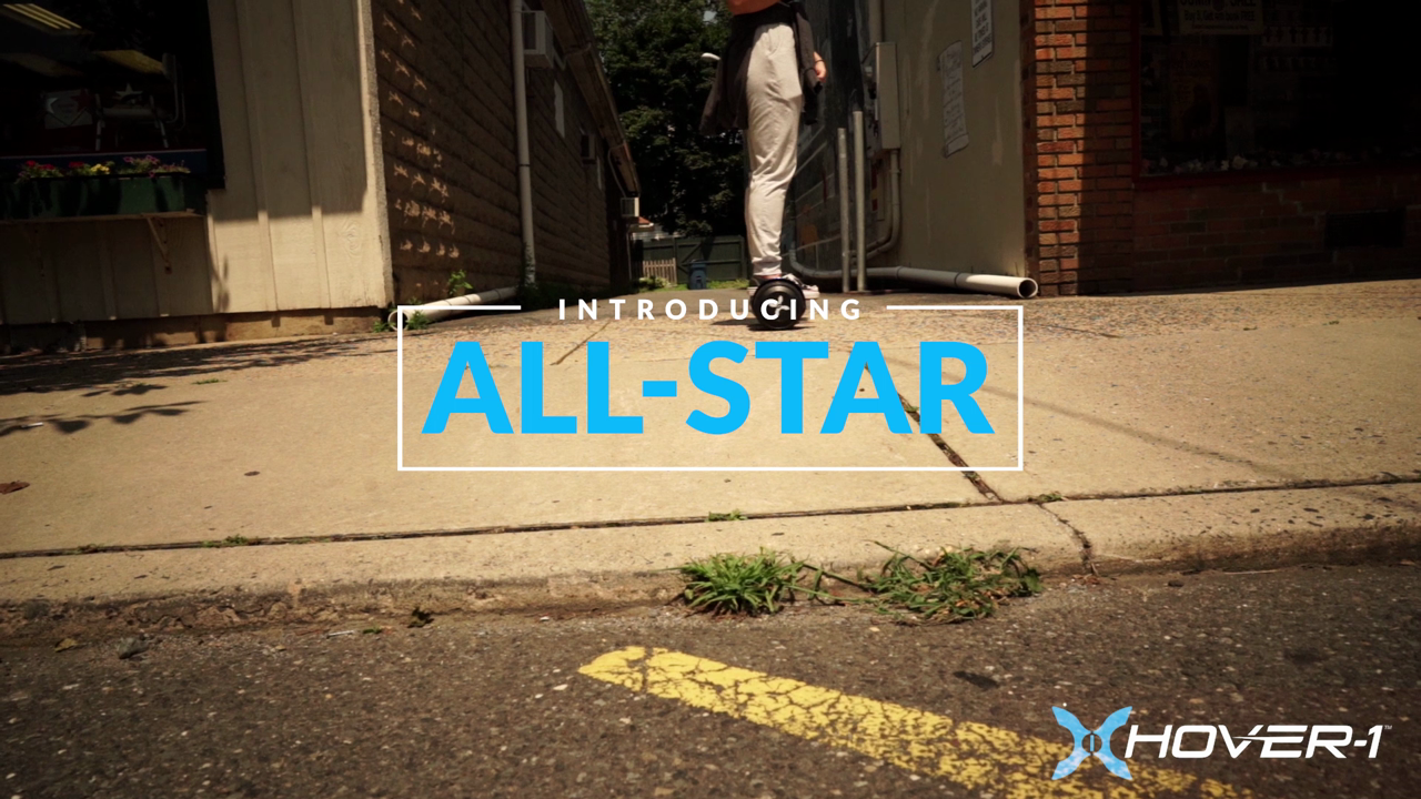 thumbnail video image 2 of Hover-1 All-Star Hoverboard for Children, 6.5 in LED Wheels, 220 lb Max Weight, Blue, 2 of 10