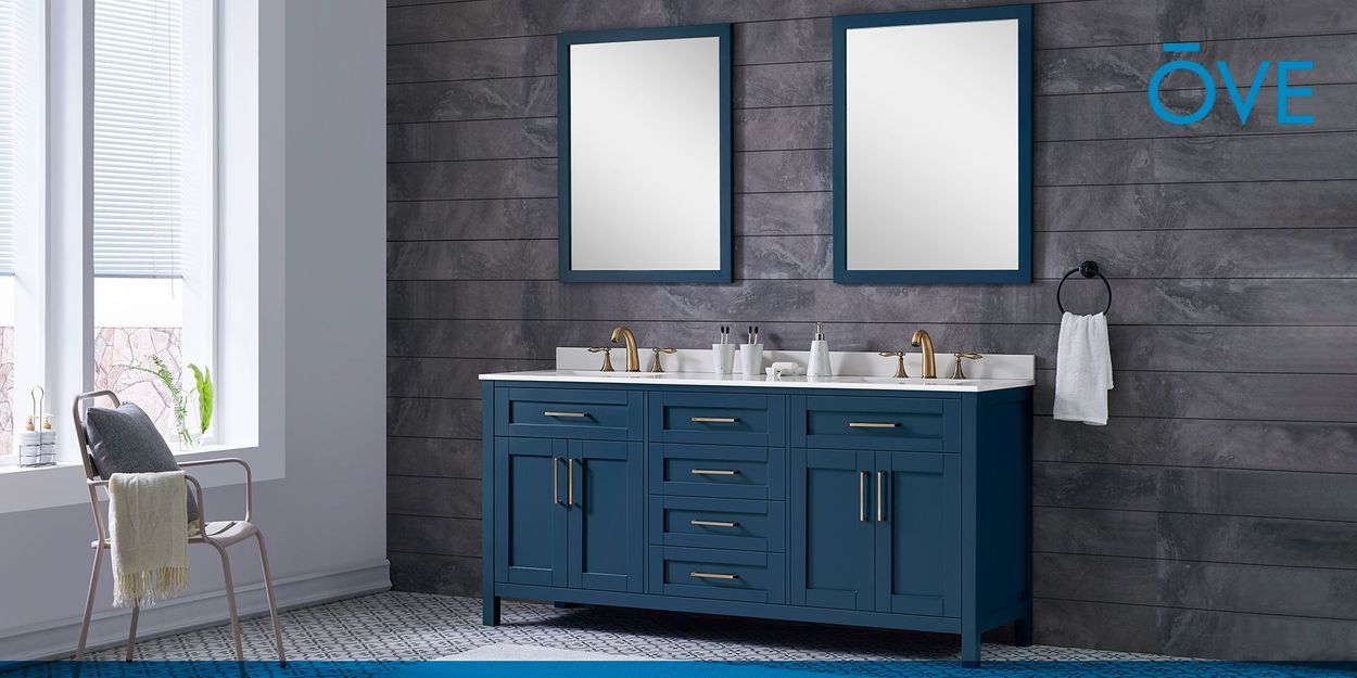 Ove Decors Tahoe 72 In Midnight Blue Double Sink Bathroom Vanity