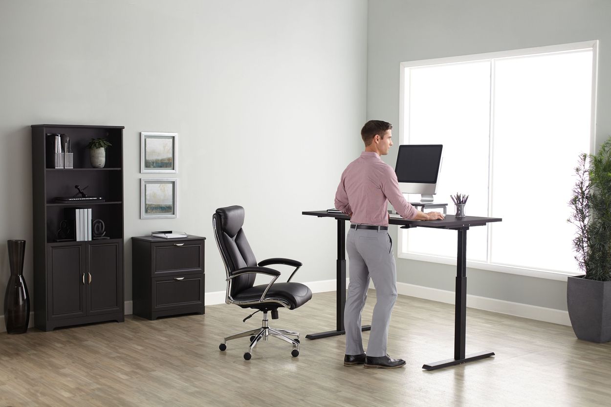 Realspace Magellan Sit Stand Desk Espresso Office Depot