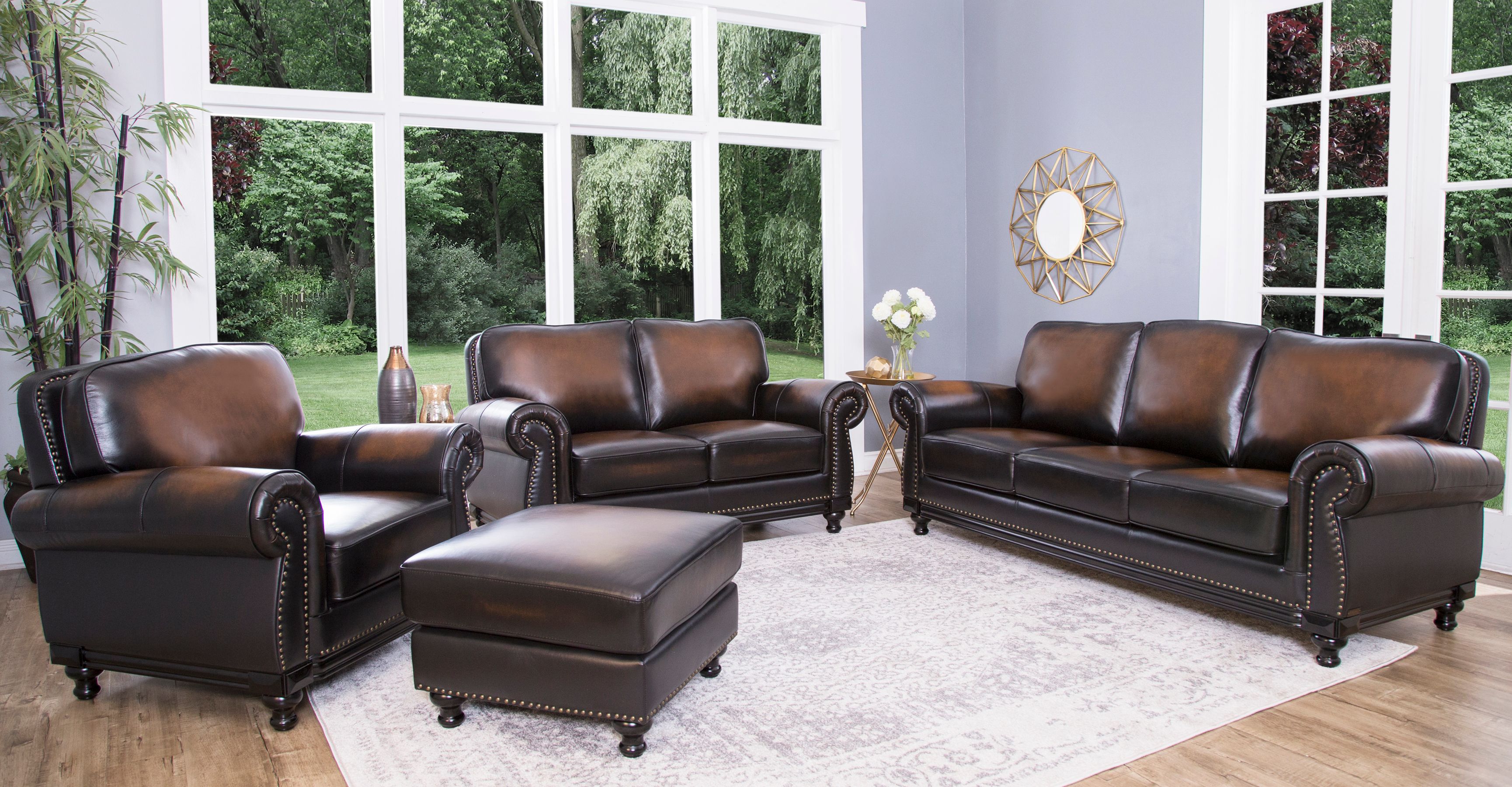 Venezia 4 Piece Top Grain Leather Set Abbyson Leather And Fabric Care