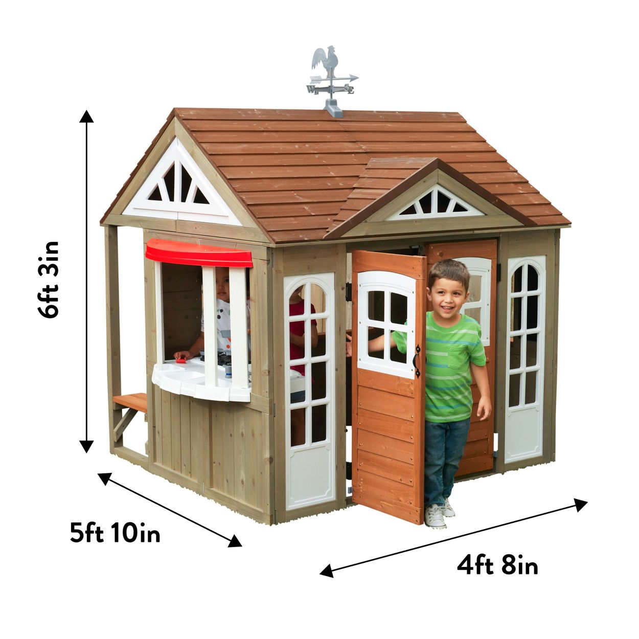 6ft. 3in. 5ft. 10in. 4ft. 8in. Country Vista Playhouse with dimensions.