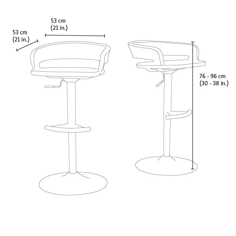 Portofino Comfort Airlift Swivel Barstool 2 Pack Dimensions L X W H And Weight