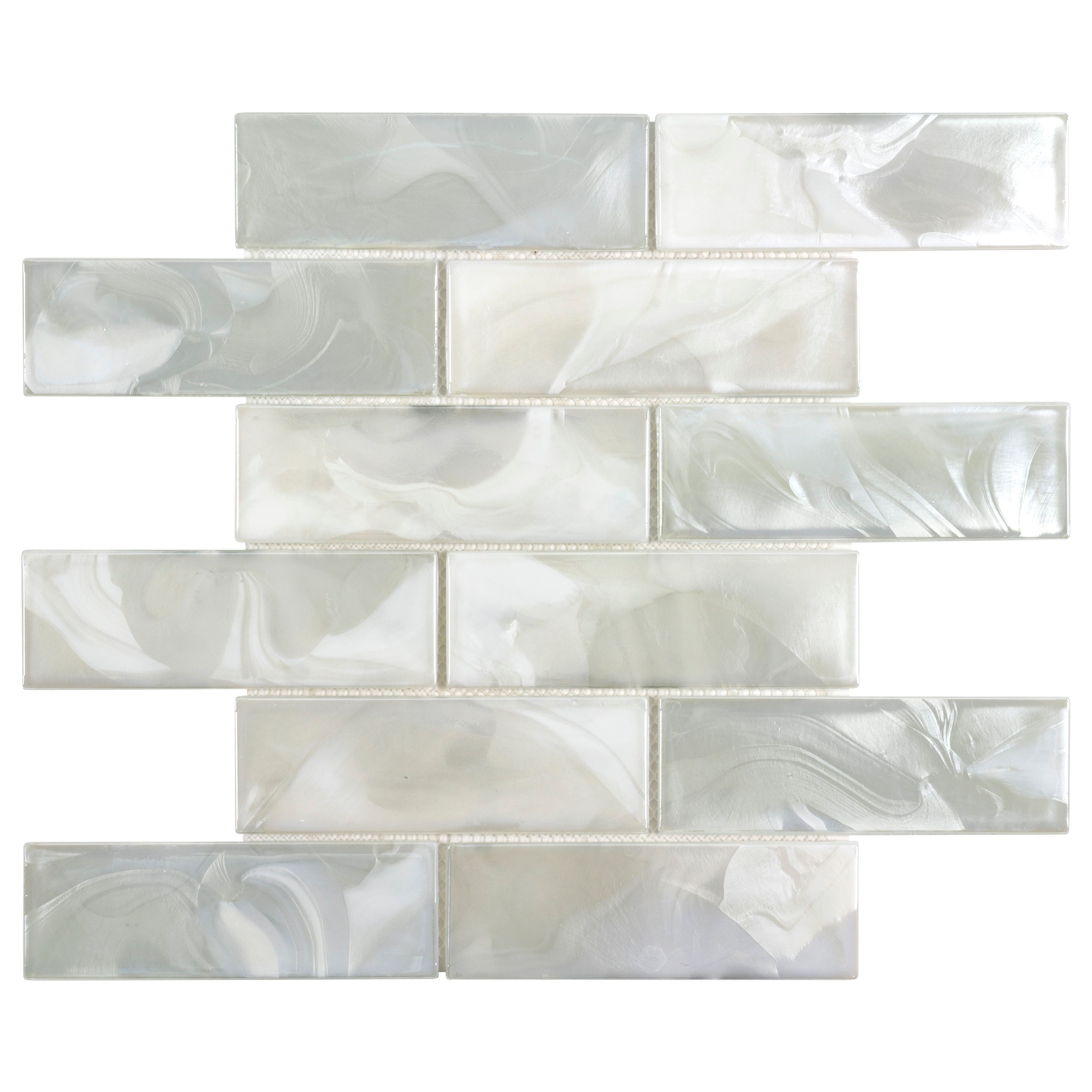 Elida Ceramica White 12 In X Glossy Gl Brick Mosaic Wall Glossy Gl Brick Mosaic Wall
