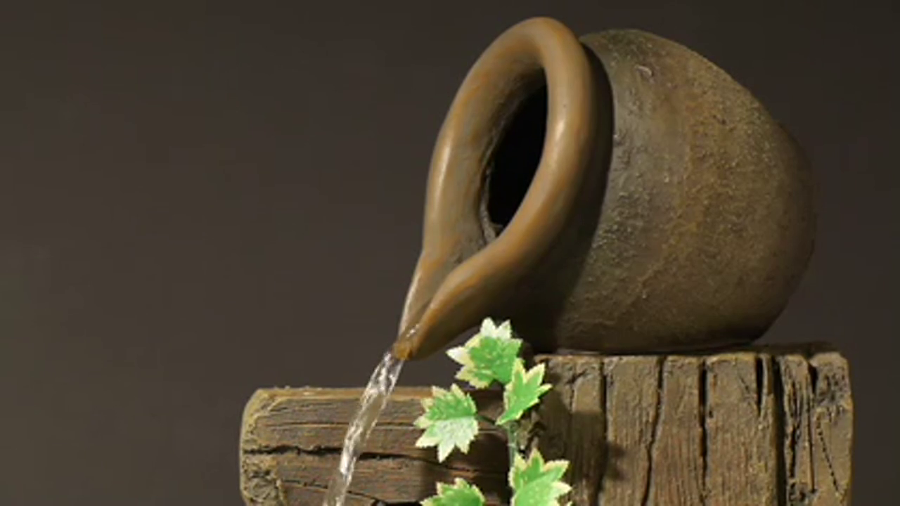 thumbnail video image 2 of Four Jugs 33" High Large Rustic Indoor Outdoor Decor Faux Stone Floor Fountain Cascading Outside Garden Patio, 2 of 8