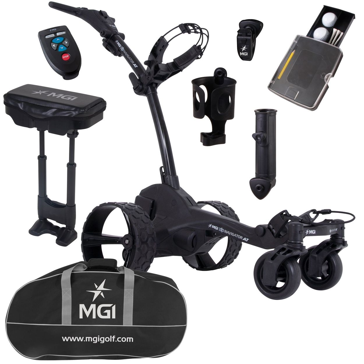 Mgi Zip Navigator At All Terrain Electric Golf Cart Bundle