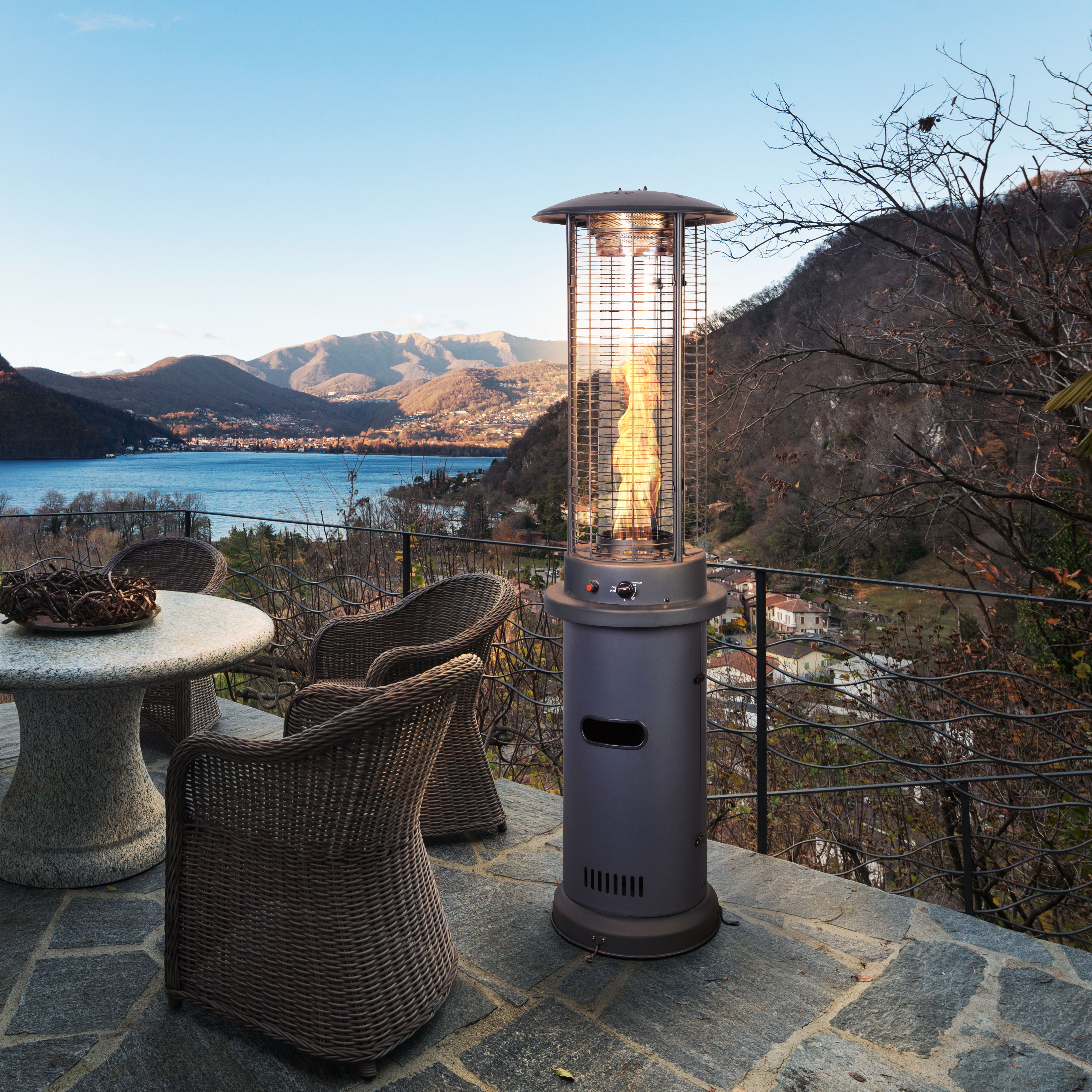 Induction Patio Heater Cool Evenings Are No Threat To Your Outdoor Fun Since The Patented Design Emits Fifty Percent More Heat With Less Propane Best Part Is Charcoal