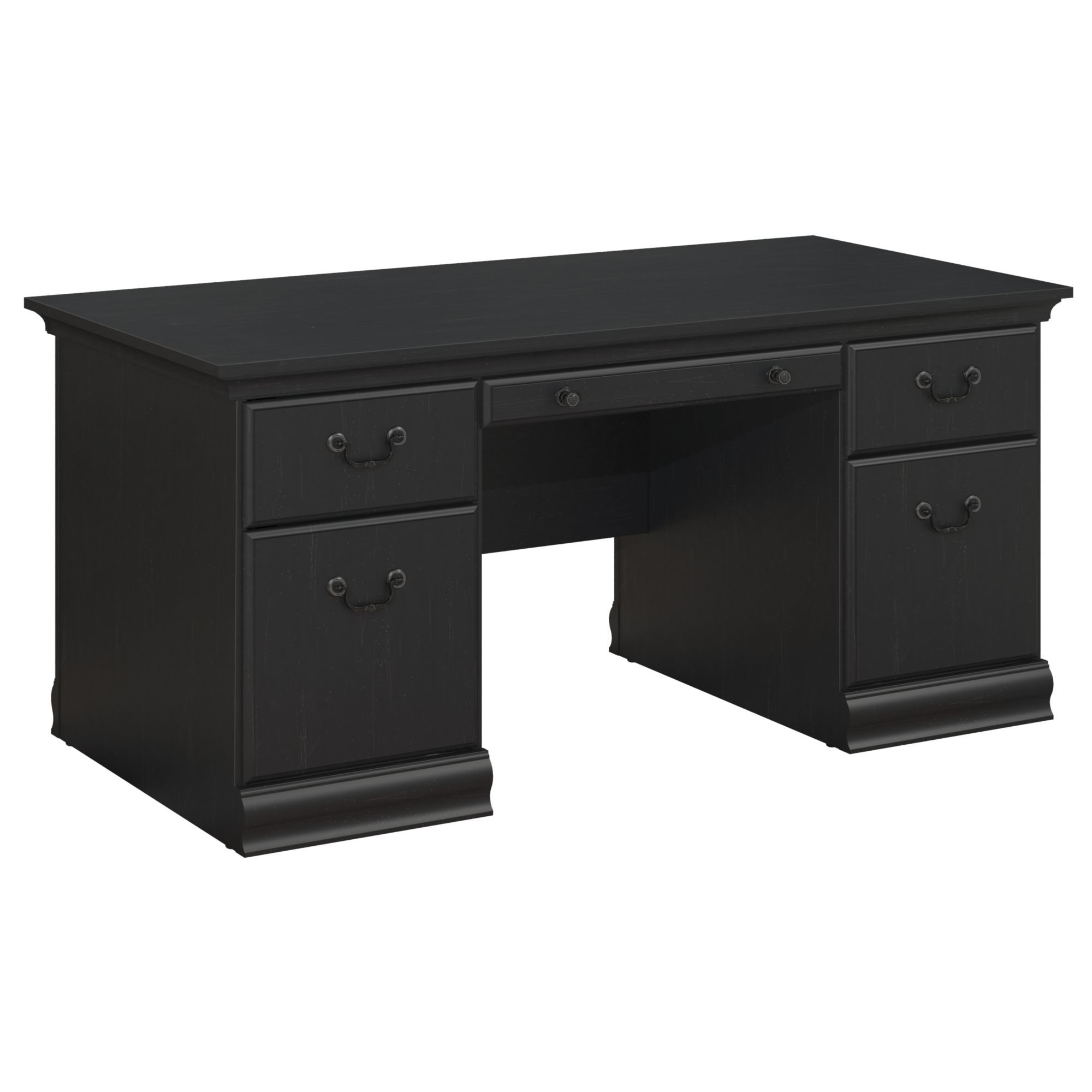 Bush Furniture Birmingham 60w Executive Desk Antique Black Ex26928 03k