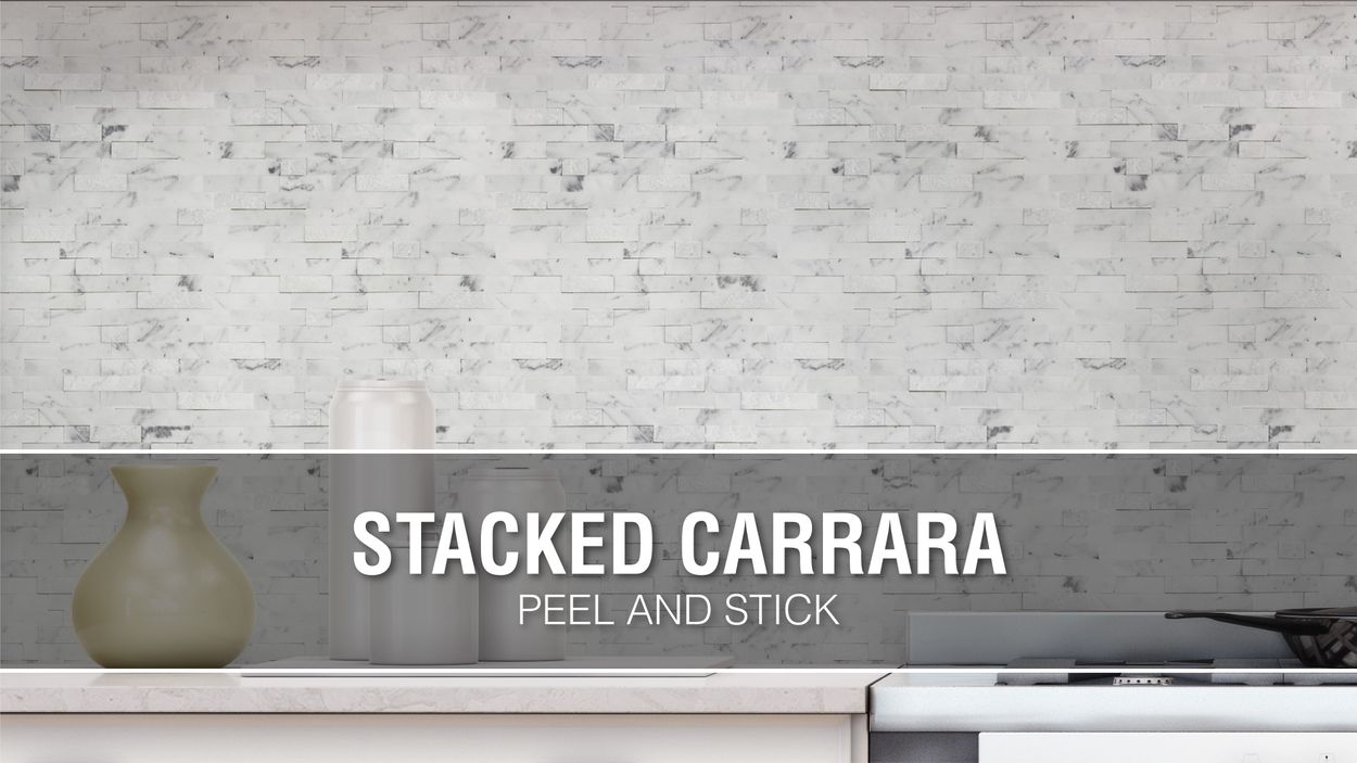Peel&Stick Mosaics Peel And Stick Stacked Carrara 10-in X 10-in - Peel&Stick Mosaics Peel And Stick Stacked Carrara 10-in X 10-in