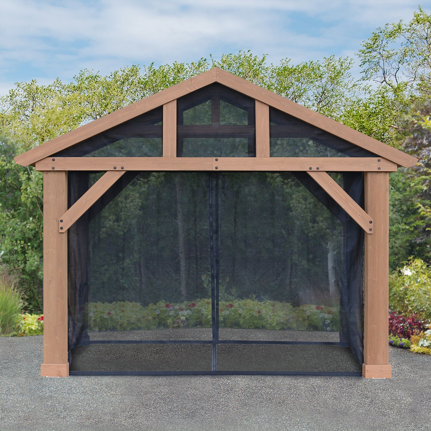 Pavilion Mosquito Mesh Kit 14'x12' Wood Pavilion Heavy ... on Wood Pavilion Kit id=26162