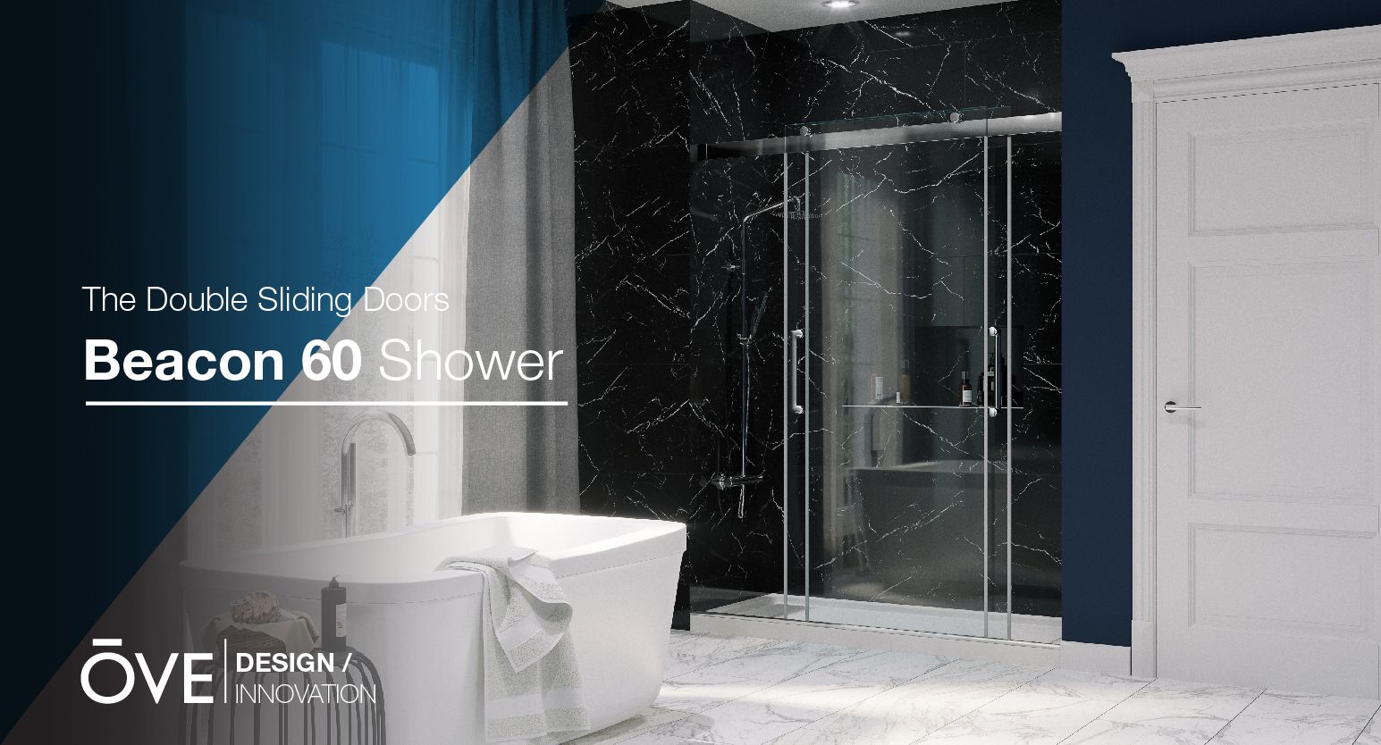 Ove Beacon 60 In Double Sliding Glass Shower Door And Base Set Beacon Double Sliding Glass Shower Door And Base Set