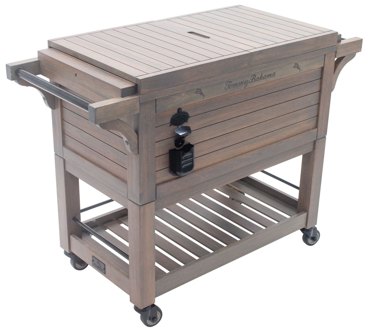 Tommy Bahama 100 Quart Wood Rolling Cooler, Model B07QNGKSVT ...