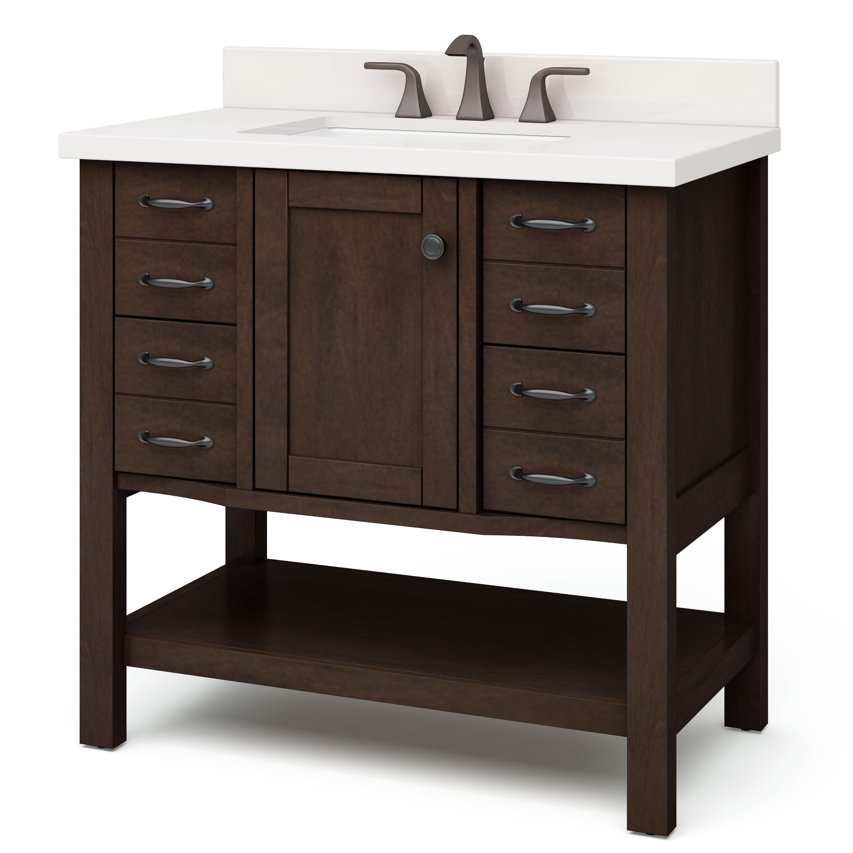 Allen Roth Kingscote 36 In Espresso Single Sink Bathroom Vanity Allen Roth Kingscote 36 In Espresso Single Sink Bathroom Vanity With White Engineered Stone Top