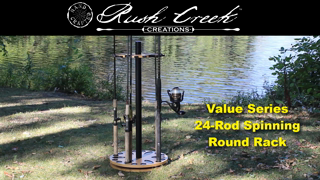 Rush Creek Creations 24 Fishing Rod Spinning Round Storage Rack 