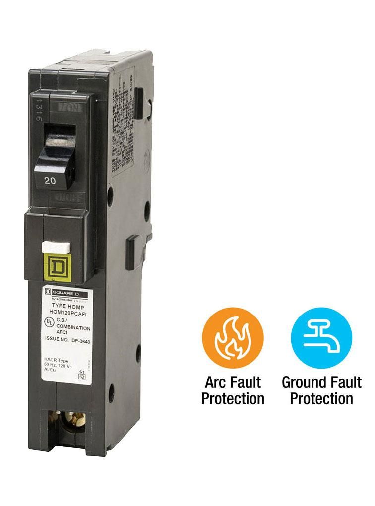 Square D Homeline 20 Amp 1 Pole Dual Function Afci Gfci Circuit Provide Enhanced Protection Against Home Electrical Fires The Square D