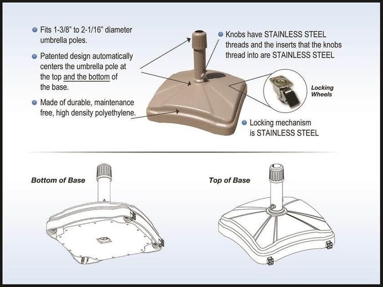 Shademobile Rolling Umbrella Base with Table —