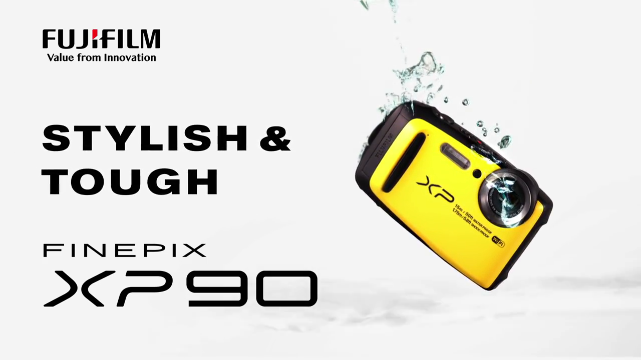 thumbnail video image 2 of Fujifilm FinePix XP90 Shock & Waterproof Wi-Fi Digital Camera (Yellow) with 32GB Card + Case + Flex Tripod + Battery + Float Strap + Kit, 2 of 8