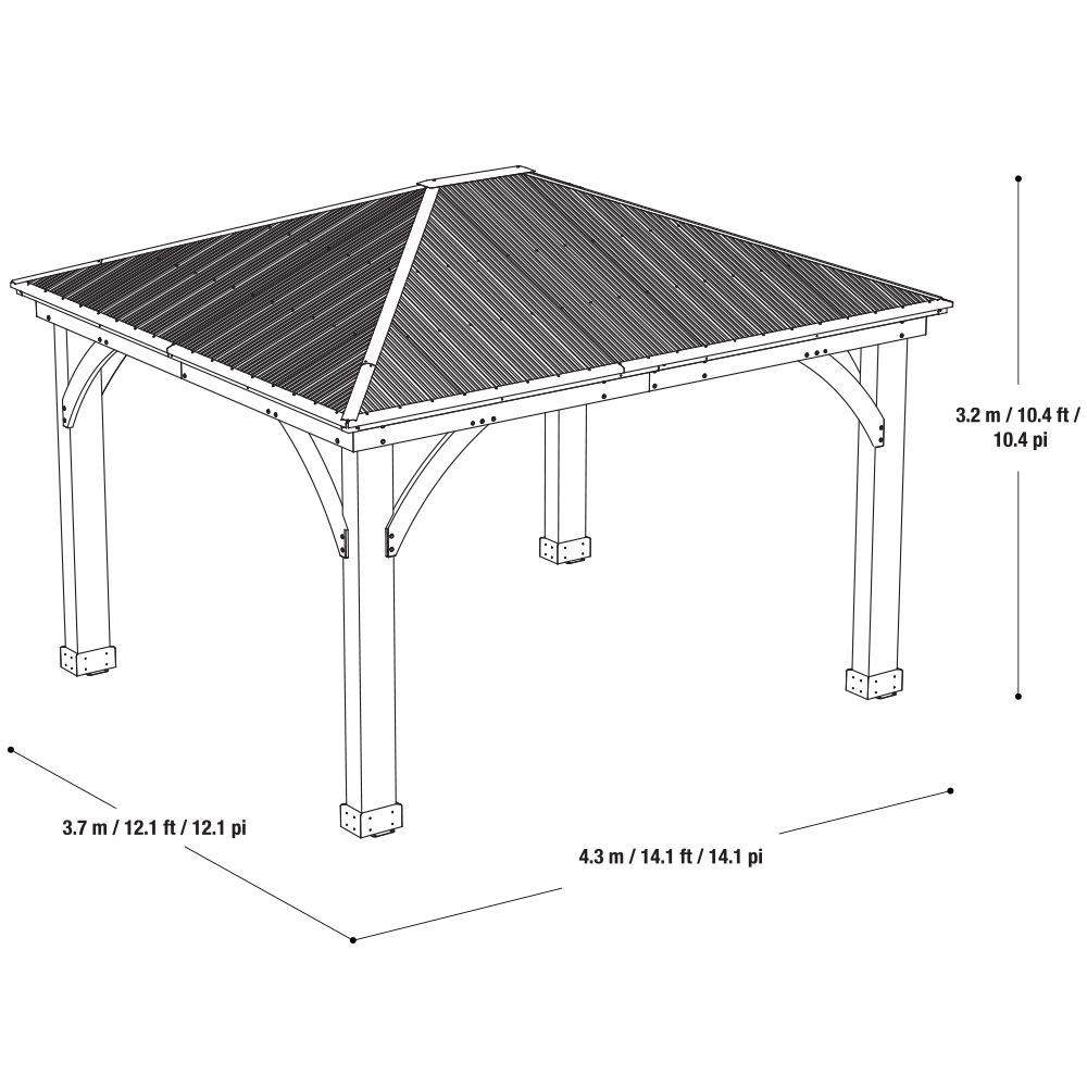 12' x 14' Large Cedar wood Gazebo, outdoor shelter ...