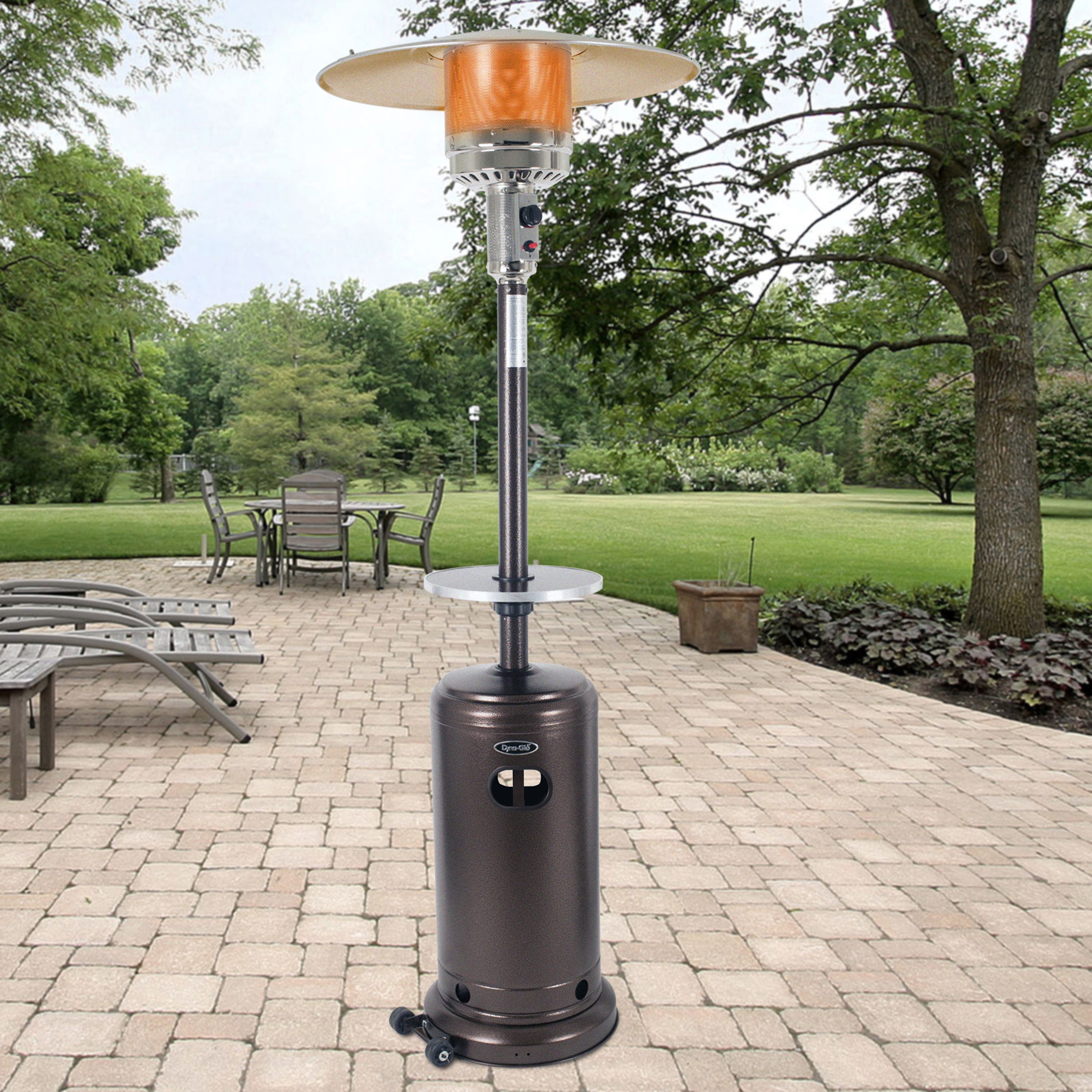 Deluxe Hammered Bronze Patio Heater and Bronze Table for Patio Heater